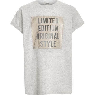 Girls grey limited edition print t-shirt
